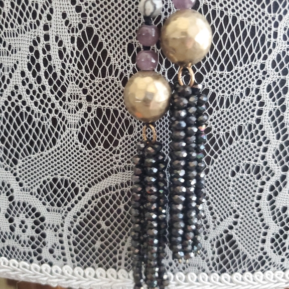Extra Long Convertible Beaded Tassel Necklace 58 inches Purple Gray Blac… - Picture 8 of 8
